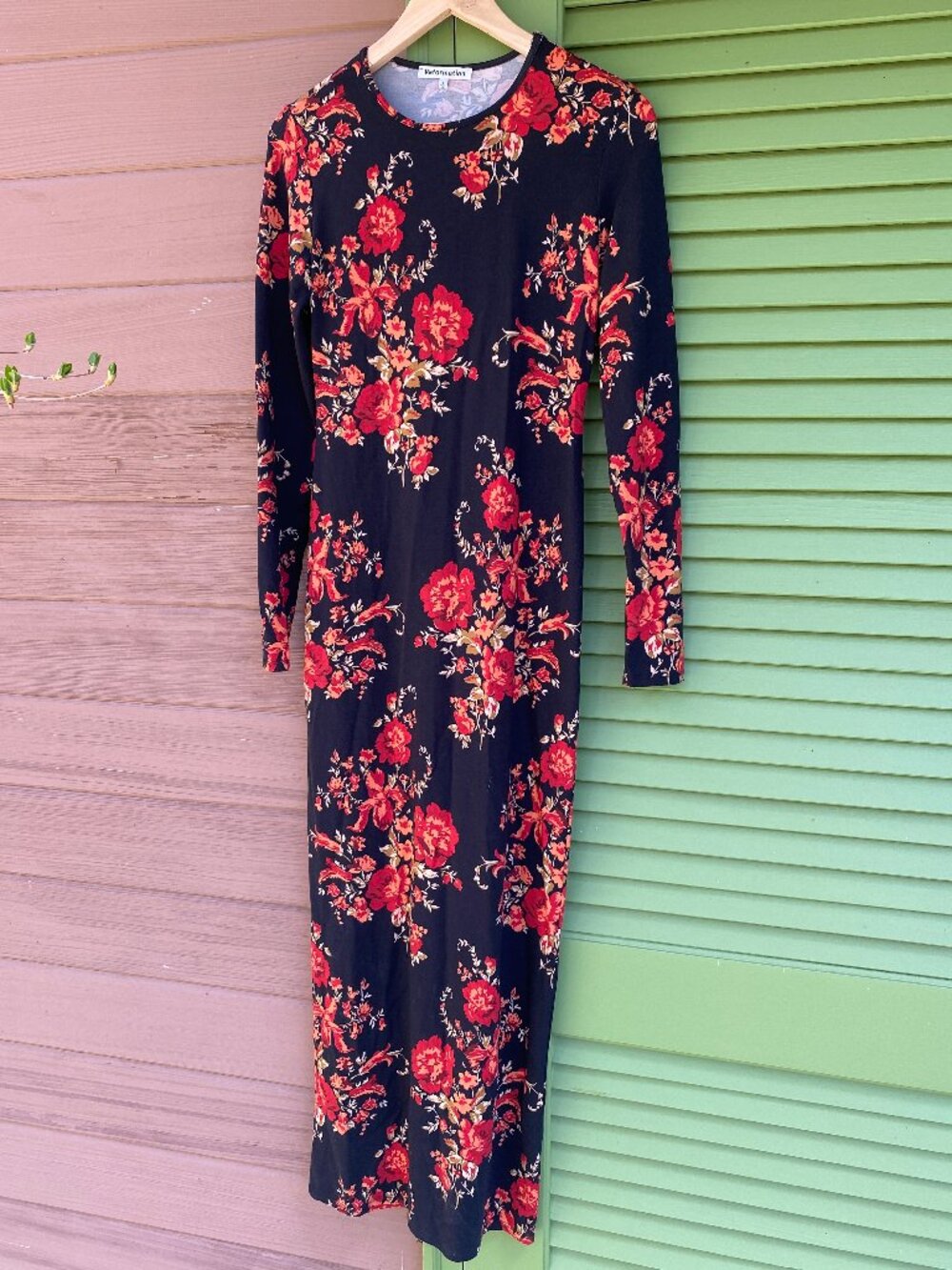 Reformation Black Floral Tencel Tommie Knit Maxi Dress Size Small